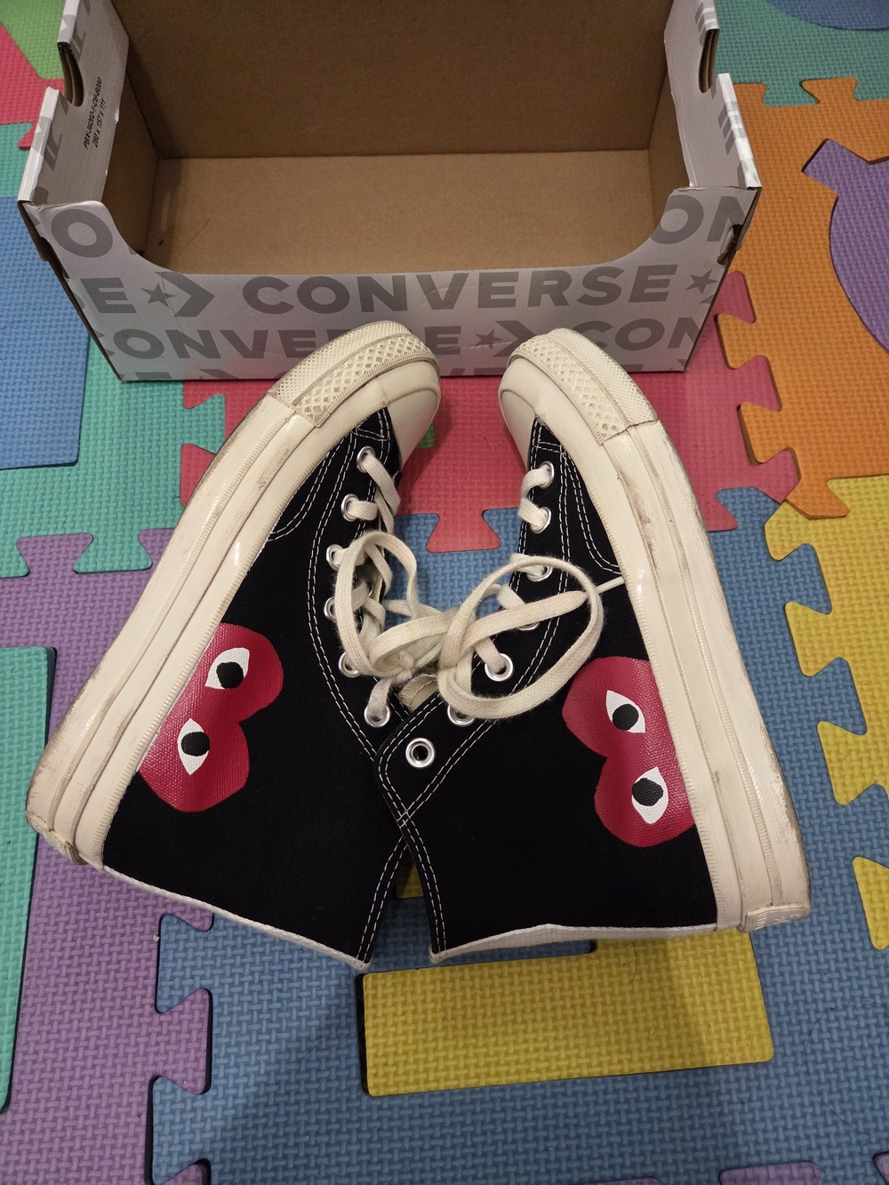 Converse Kids Black High-Top Sneakers with Red Heart Graphic